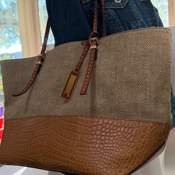 Michael Kors Collection luxury line Gia Tote Calf leather and linen/raffia blend - Picture 12 of 14